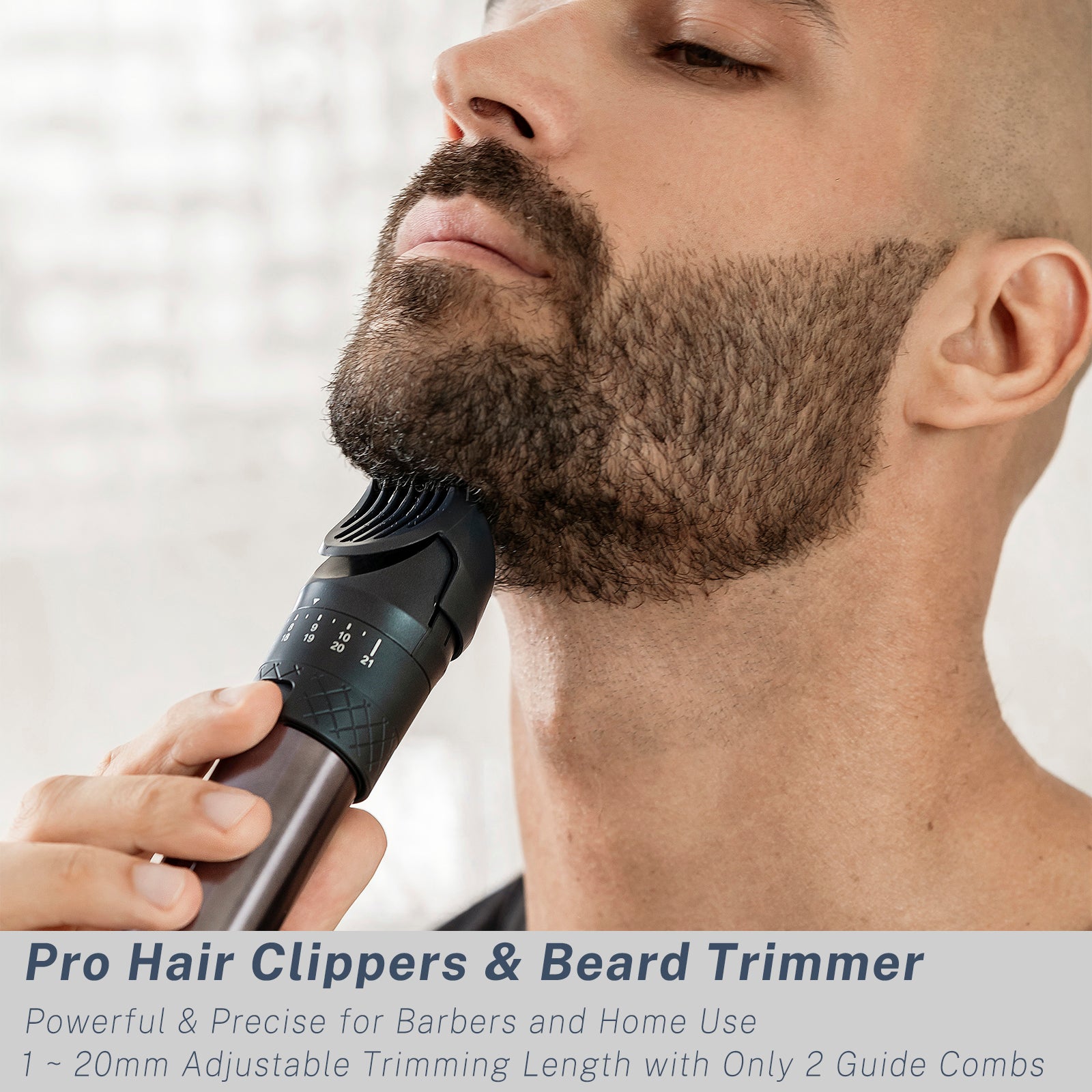 Beard Trimmer for Men with Foil Shavers, 5-in-1 Professional Hair Clippers Set with Adjustable Dial 20 Settings, Waterproof, USB-C Rechargeable Dock