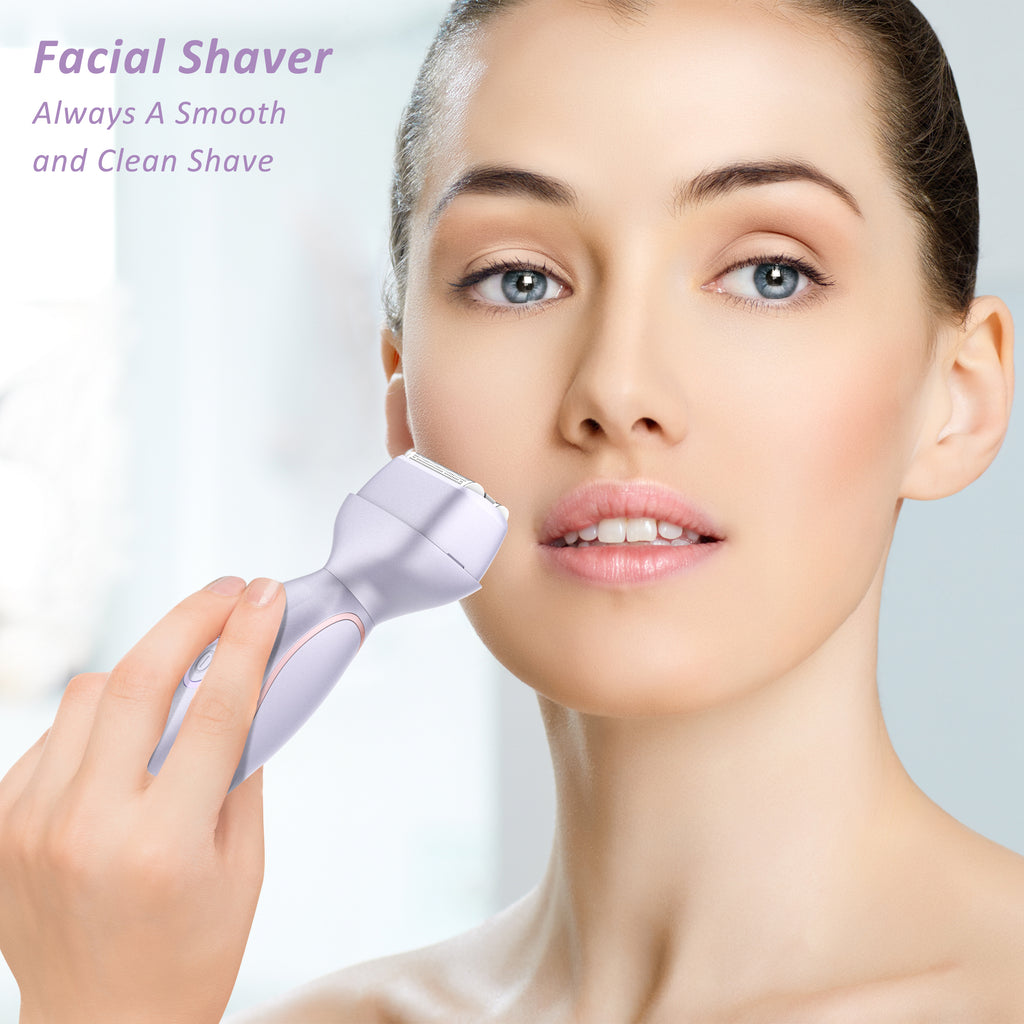 Electric Razors for Women Face Full Body, 2-IN-1 Bikini Trimmer Shavers for Womens Legs Arms Underarm Pubic Hair, Waterproof, USB-C Rechargeable