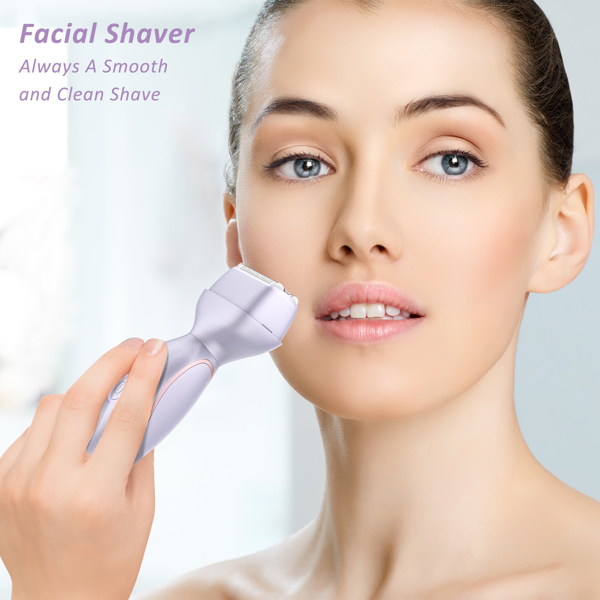Electric Razors for Women Face Full Body, 2-IN-1 Bikini Trimmer Shavers for Womens Legs Arms Underarm Pubic Hair, Waterproof, USB-C Rechargeable