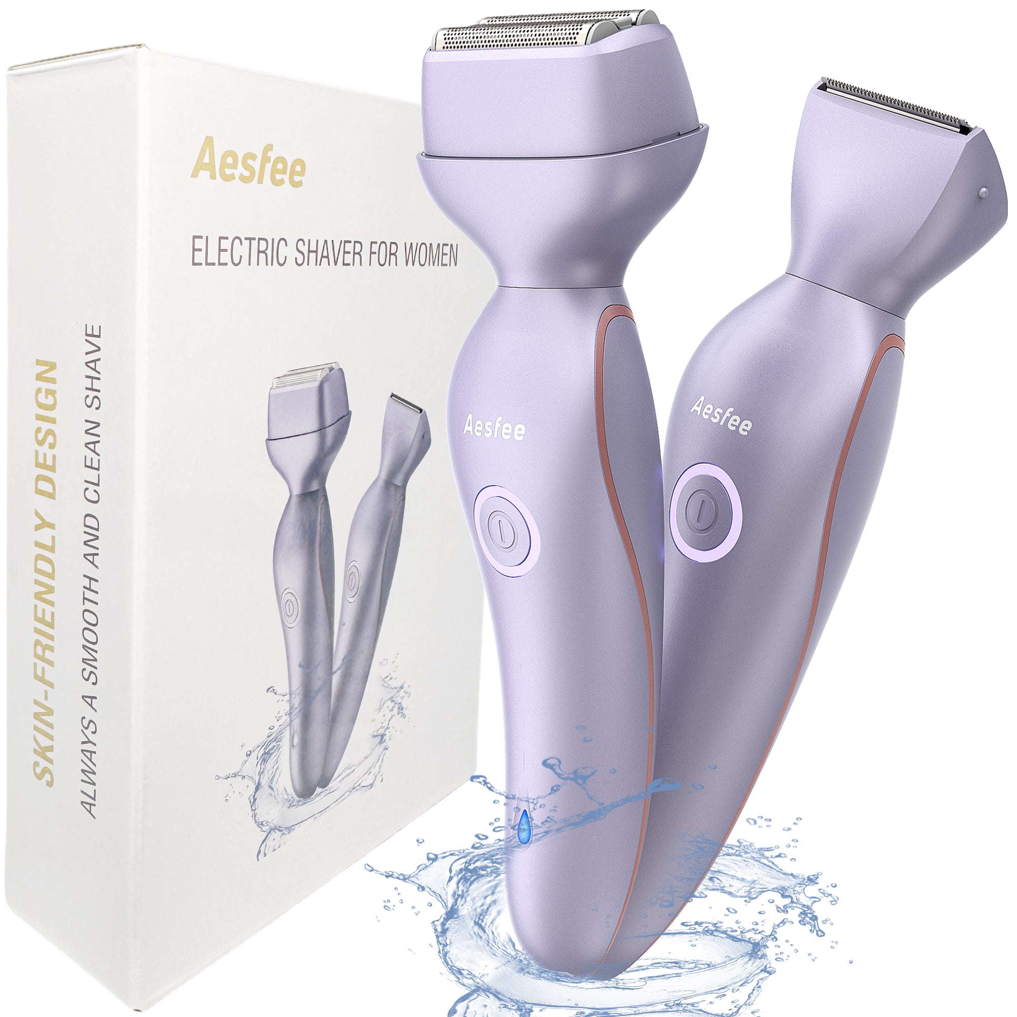 Electric Razors for Women Face Full Body, 2-IN-1 Bikini Trimmer Shavers for Womens Legs Arms Underarm Pubic Hair, Waterproof, USB-C Rechargeable
