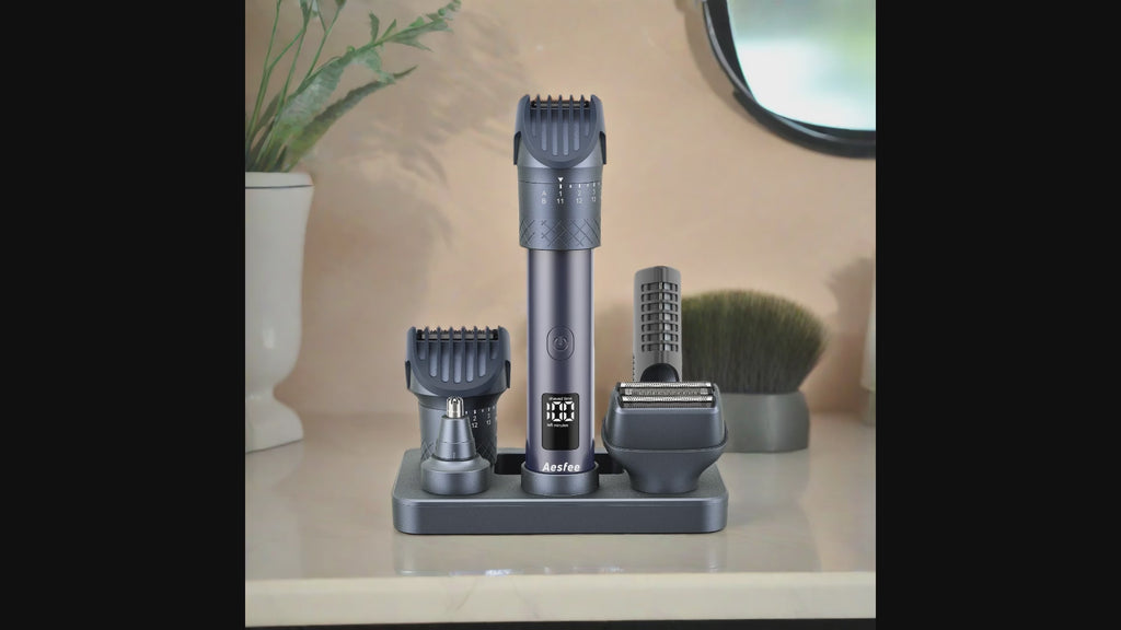 Beard Trimmer for Men with Foil Shavers, 5-in-1 Professional Hair Clippers Set with Adjustable Dial 20 Settings, Waterproof, USB-C Rechargeable Dock